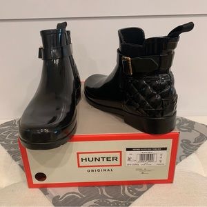 Hunter Refined Gloss Quilt Chelsea Rain Boots size 7